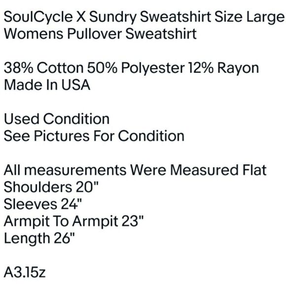 SoulCycle X Sundry Sweatshirt Size Large Womens Pullover Sweatshirt Used - Picture 6 of 6
